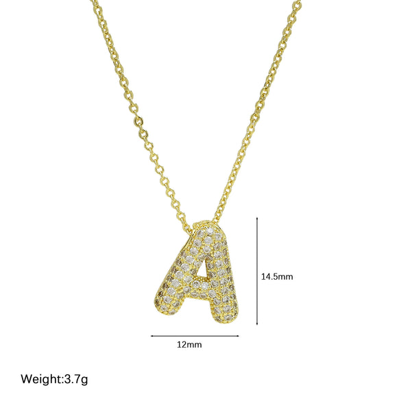 Pendant Necklace Copper Electroplated With Letter Pattern Balloon Bubble Shape