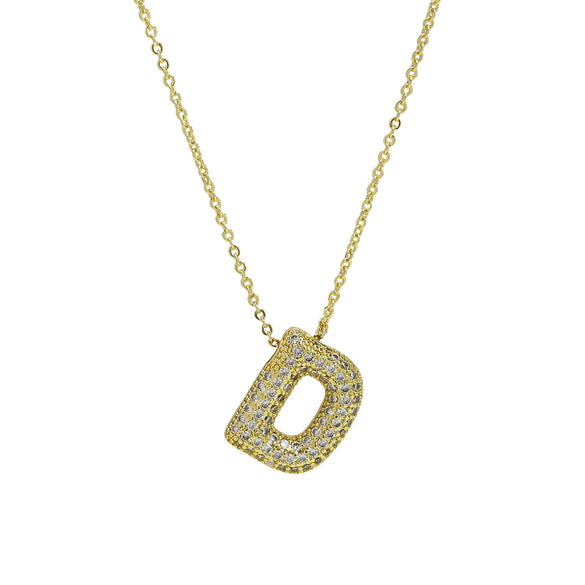 Pendant Necklace Copper Electroplated With Letter Pattern Balloon Bubble Shape