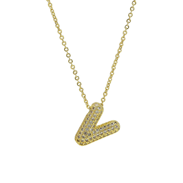 Pendant Necklace Copper Electroplated With Letter Pattern Balloon Bubble Shape