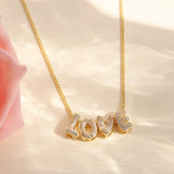Pendant Necklace Copper Electroplating Alphabet Pattern