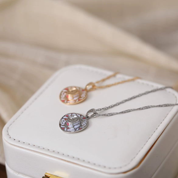 Pendant Necklace Copper Electroplating Oil Dripping Boots Hat Pink Girly Style