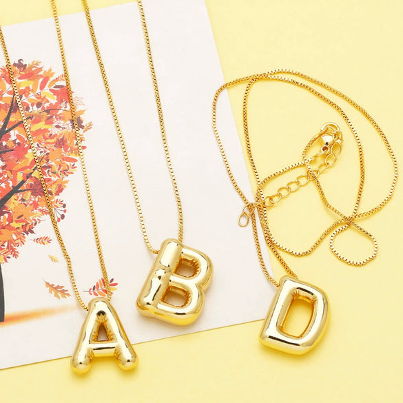 Pendant Necklace Copper English Letters Simple Style Electroplating Box Chain For Women