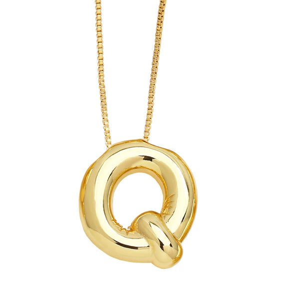 Pendant Necklace Copper English Letters Simple Style Electroplating Box Chain For Women