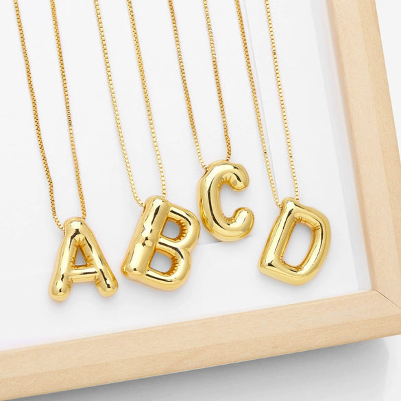 Pendant Necklace Copper English Letters Simple Style Electroplating Box Chain For Women