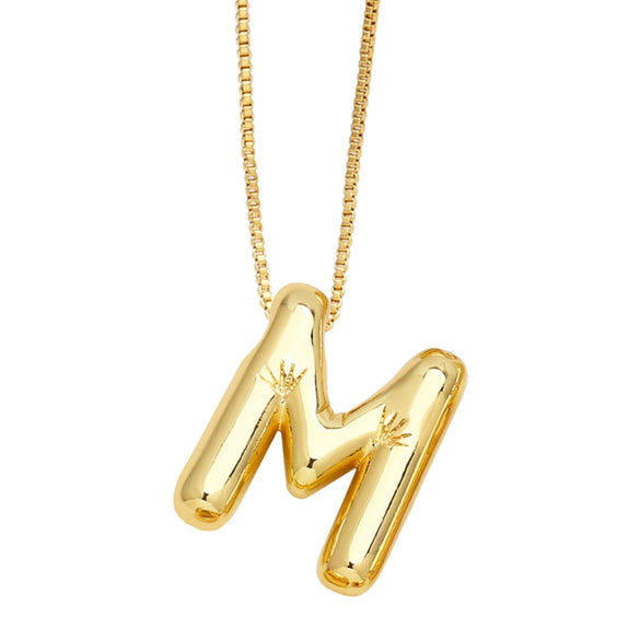 Pendant Necklace Copper English Letters Simple Style Electroplating Box Chain For Women