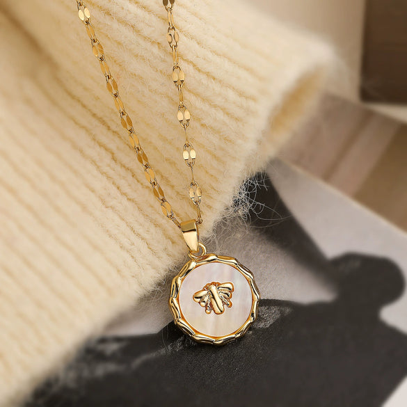 Pendant Necklace Copper Geometric Animal Retro Gold Plated Zircon Bee Minimalist Female