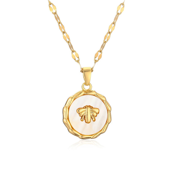 Pendant Necklace Copper Geometric Animal Retro Gold Plated Zircon Bee Minimalist Female