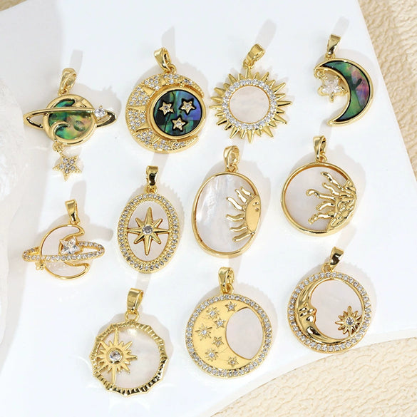 Pendant Necklace Copper Geometric Constellation Star Vintage Electroplating Women's Diy Jewelry Accessories