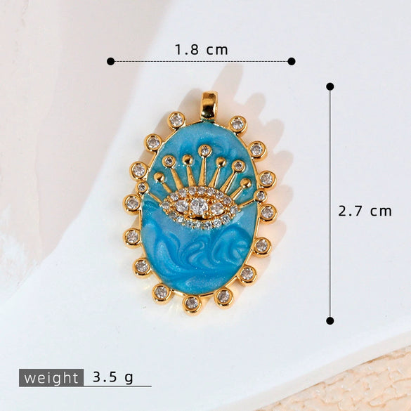 Pendant Necklace Copper Geometric Dripping Oil Microinlaid Zircon Devil's Eye Pendant