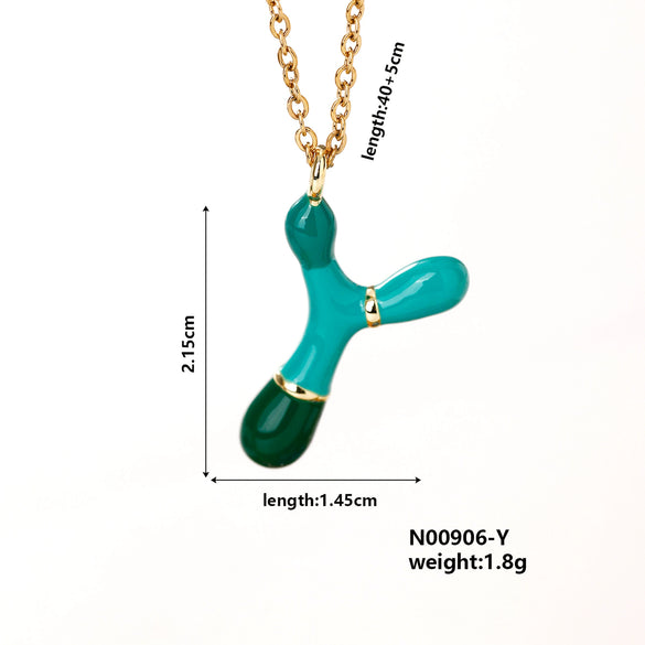 Pendant Necklace Copper Geometric Letter Electroplated