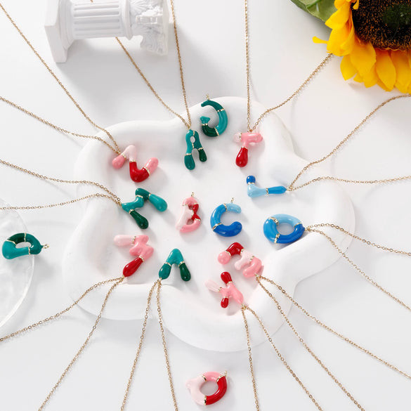 Pendant Necklace Copper Geometric Letter Electroplated