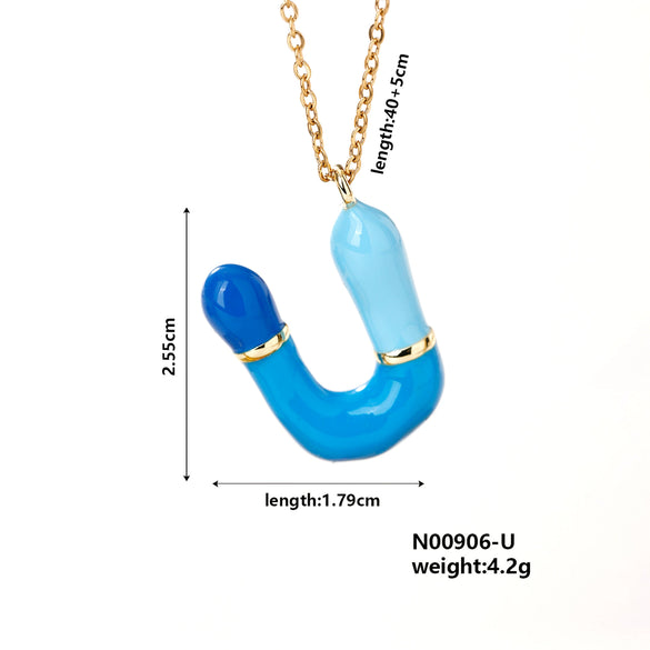 Pendant Necklace Copper Geometric Letter Electroplated