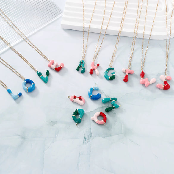 Pendant Necklace Copper Geometric Letter Electroplated