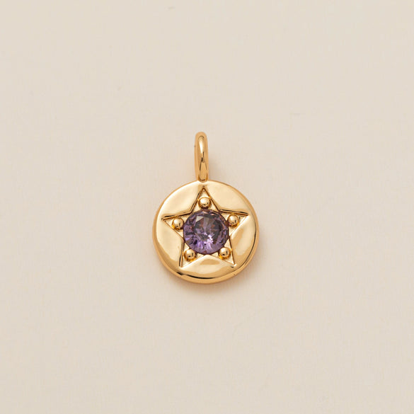 Pendant Necklace Copper Glass Zircon Fivepointed Star Round Electroplating