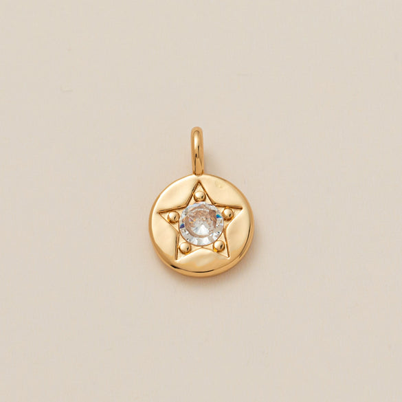 Pendant Necklace Copper Glass Zircon Fivepointed Star Round Electroplating