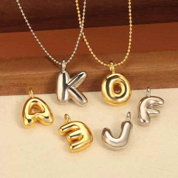 Pendant Necklace Copper Gold Plated Letter Balloon Shape Electroplating