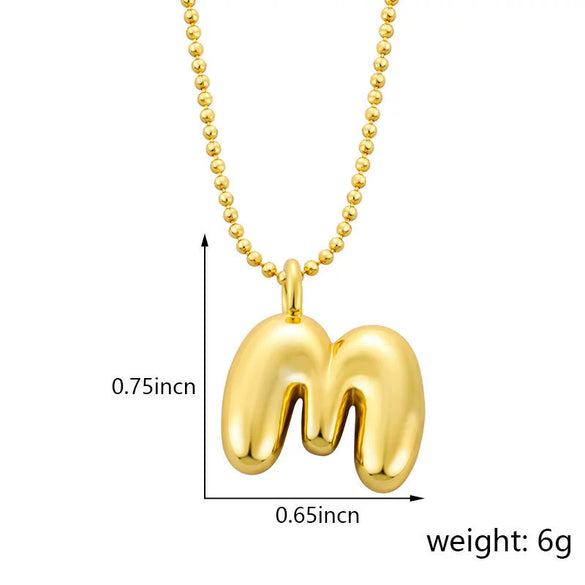 Pendant Necklace Copper Gold Plated Letter Balloon Shape Electroplating