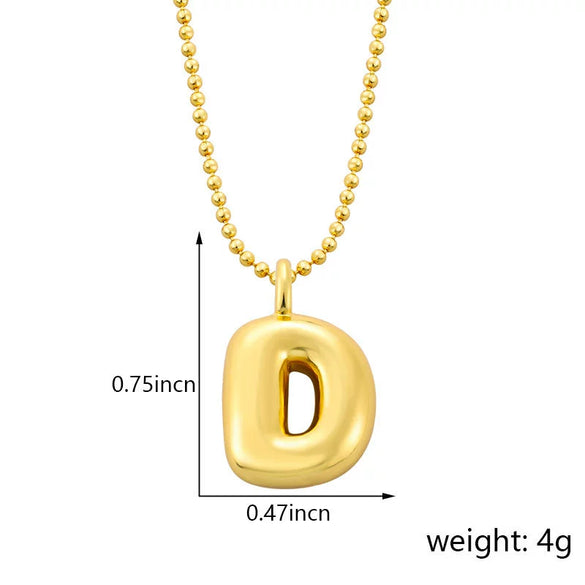 Pendant Necklace Copper Gold Plated Letter Balloon Shape Electroplating
