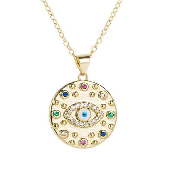 Pendant Necklace Copper Goldplated Devil's Eye Zirconembedded Ochain Creative Jewelry