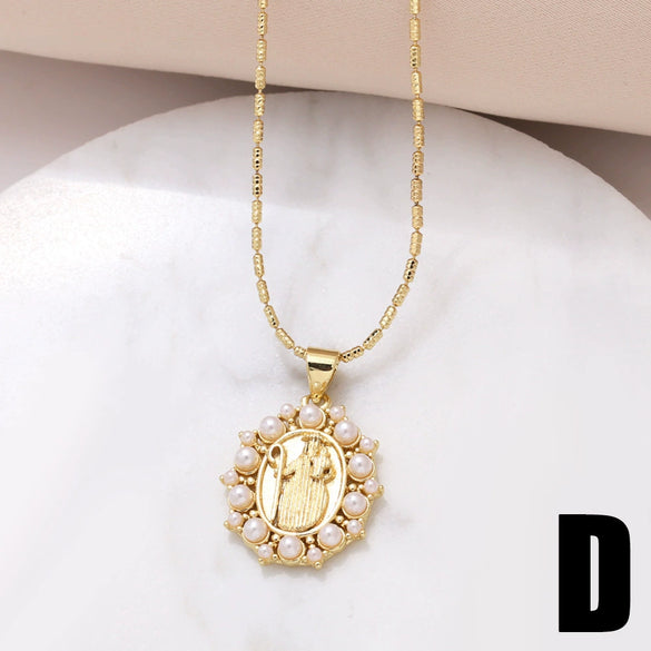 Pendant Necklace Copper Heart Pattern Electroplated