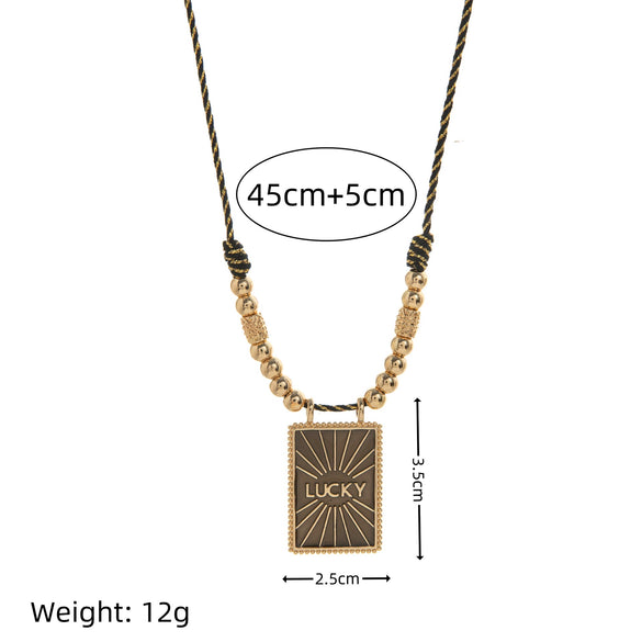 Pendant Necklace Copper Heart Shape Geometric Style Gold Plated