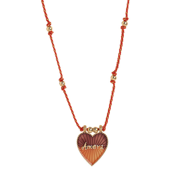 Pendant Necklace Copper Heart Shape Geometric Style Gold Plated