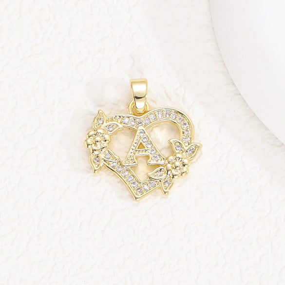 Pendant Necklace Copper Hollow Love Flowers English Letters Design