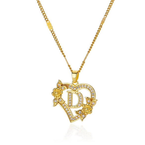 Pendant Necklace Copper Hollow Love Flowers Letters Numbers Text Diamond Design Bamboo Chain