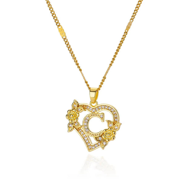 Pendant Necklace Copper Hollow Love Flowers Letters Numbers Text Diamond Design Bamboo Chain