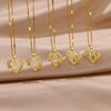 Pendant Necklace Copper Hollow Love Flowers Letters Numbers Text Diamond Design Bamboo Chain