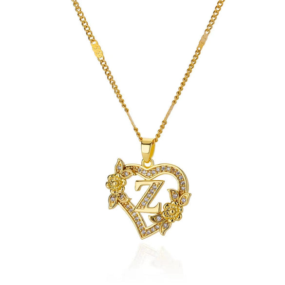 Pendant Necklace Copper Hollow Love Flowers Letters Numbers Text Diamond Design Bamboo Chain