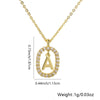 Pendant Necklace Copper Hollow Oval Electroplated Inlaid Zircon With Letters Pattern Simple Style
