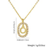 Pendant Necklace Copper Hollow Oval Electroplated Inlaid Zircon With Letters Pattern Simple Style