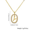 Pendant Necklace Copper Hollow Oval Electroplated Inlaid Zircon With Letters Pattern Simple Style