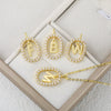 Pendant Necklace Copper Hollow Oval Electroplated Inlaid Zircon With Letters Pattern Simple Style