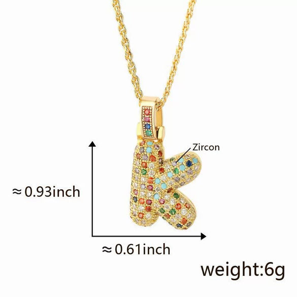 Pendant Necklace Copper Inlaid Color Zircon English Letter Light Luxury Electroplating For Women