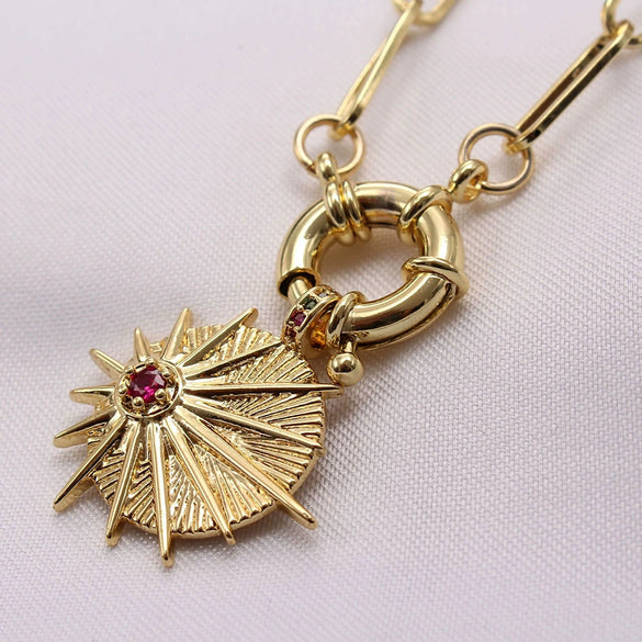 Pendant Necklace Copper Inlaid Zircon Geometric Retro Natural Unisex