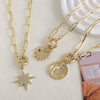 Pendant Necklace Copper Inlaid Zircon Geometric Retro Natural Unisex