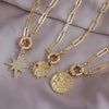 Pendant Necklace Copper Inlaid Zircon Geometric Retro Natural Unisex