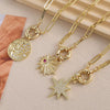 Pendant Necklace Copper Inlaid Zircon Geometric Retro Natural Unisex