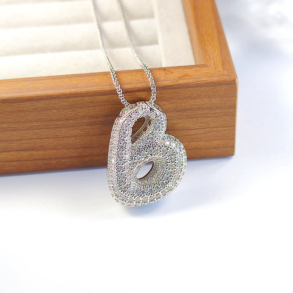 Pendant Necklace Copper Inlaid Zircon With Letter Pattern Electroplated