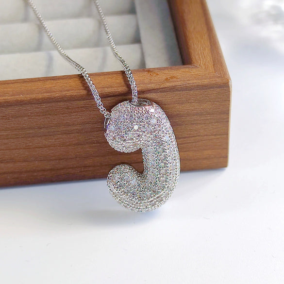 Pendant Necklace Copper Inlaid Zircon With Letter Pattern Electroplated