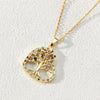 Pendant Necklace Copper 18K Goldplated Zircon Round Cut Out Tree Of Life Leaves Styling Ochain