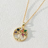 Pendant Necklace Copper 18K Goldplated Zircon Round Cut Out Tree Of Life Leaves Styling Ochain