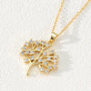 Pendant Necklace Copper 18K Goldplated Zircon Round Cut Out Tree Of Life Leaves Styling Ochain