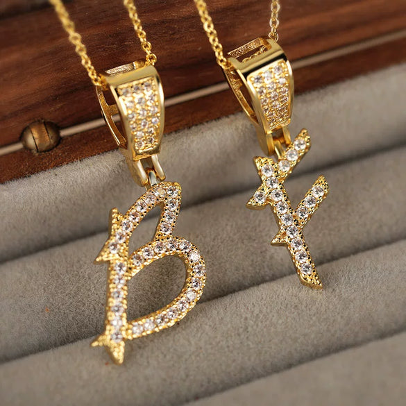 Pendant Necklace Copper Letter Jewelry Electroplating Allmatch Style