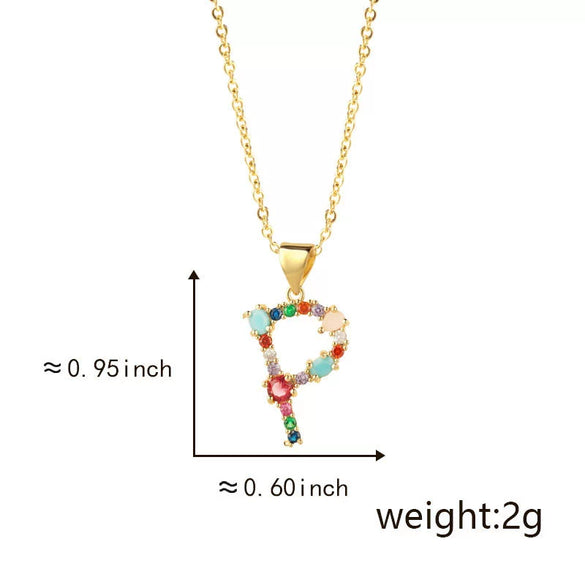 Pendant Necklace Copper Micro Inlay Color Zircon English Letters Hip Hop Style Electroplating