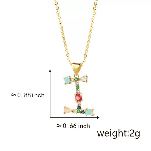 Pendant Necklace Copper Micro Inlay Color Zircon English Letters Hip Hop Style Electroplating