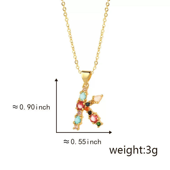 Pendant Necklace Copper Micro Inlay Color Zircon English Letters Hip Hop Style Electroplating
