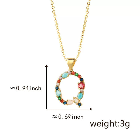Pendant Necklace Copper Micro Inlay Color Zircon English Letters Hip Hop Style Electroplating